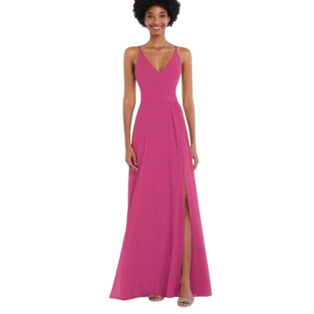 NEW After Six Faux Wrap Criss Cross Back Maxi Dress Size 4 Tea Rose‎